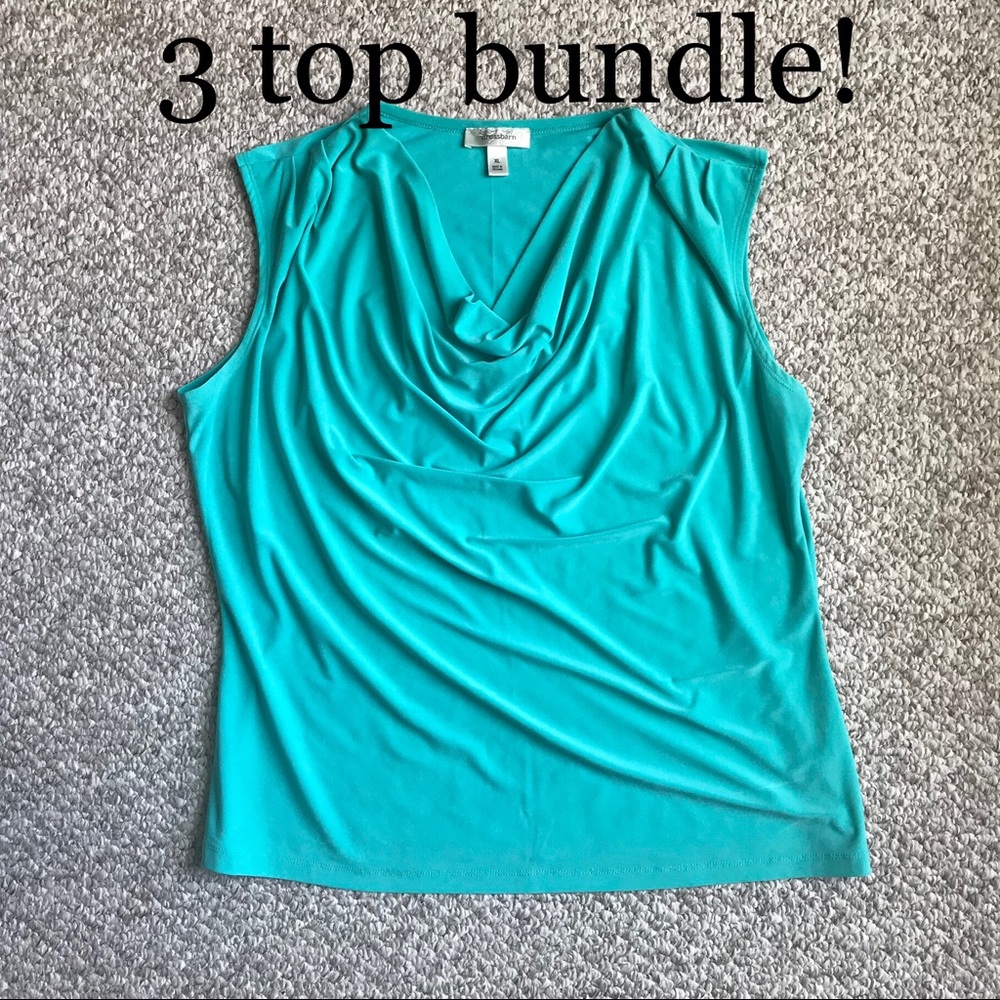 3 Dress Barn tops bundle. Teal/beige/royal blue.